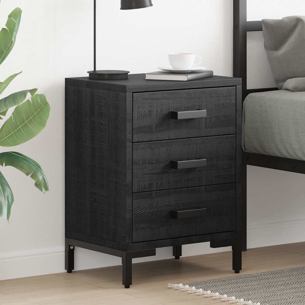 Bedside Cabinets 2 pcs Black 40x30x55 cm Solid Wood Pine