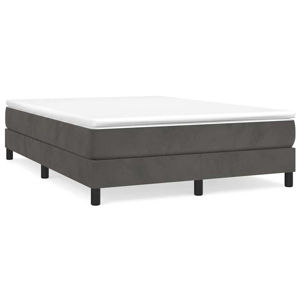 Box Spring Bed with Mattress Dark Grey 137x190 cm Full Velvet