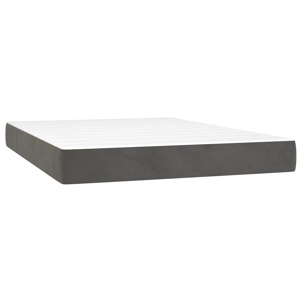 Box Spring Bed with Mattress Dark Grey 137x190 cm Full Velvet