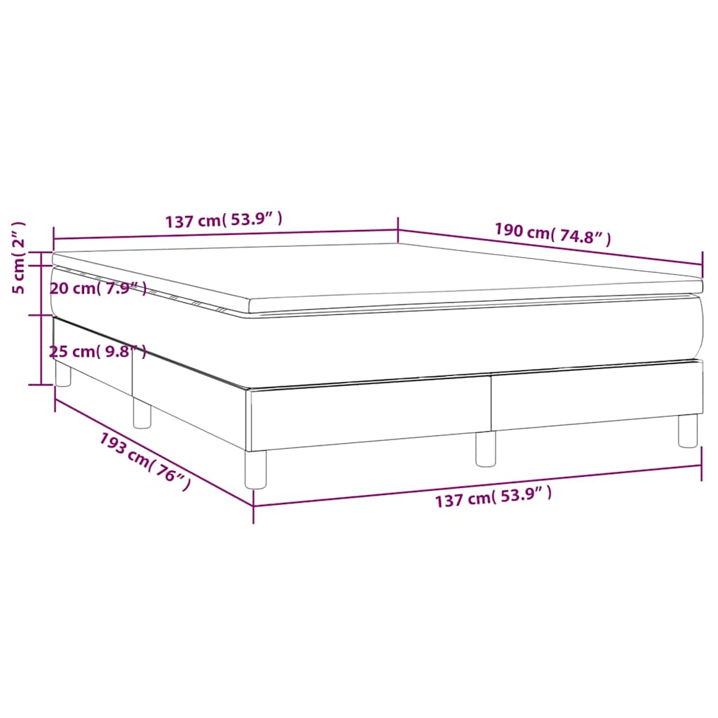 Box Spring Bed with Mattress Dark Grey 137x190 cm Full Velvet