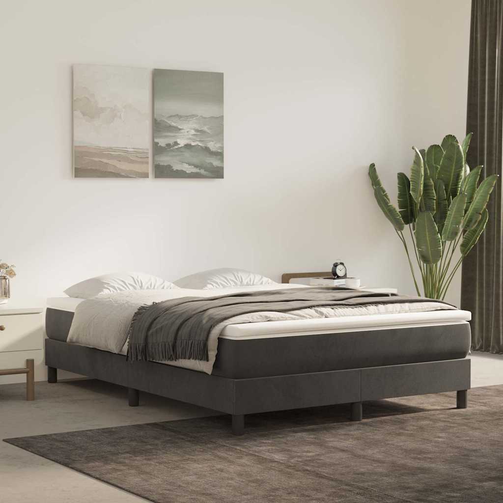 Box Spring Bed with Mattress Dark Grey 137x190 cm Full Velvet