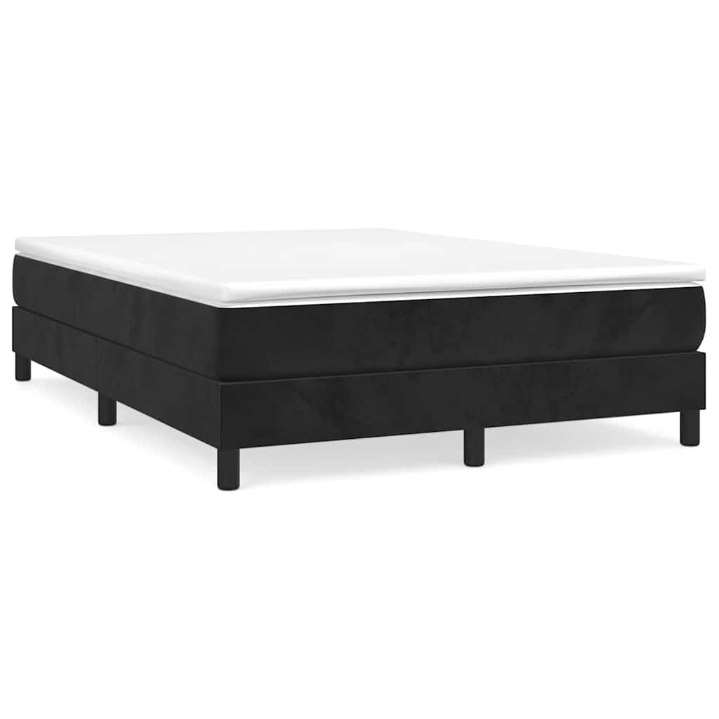 Box Spring Bed with Mattress Black 137x190 cm Full Velvet