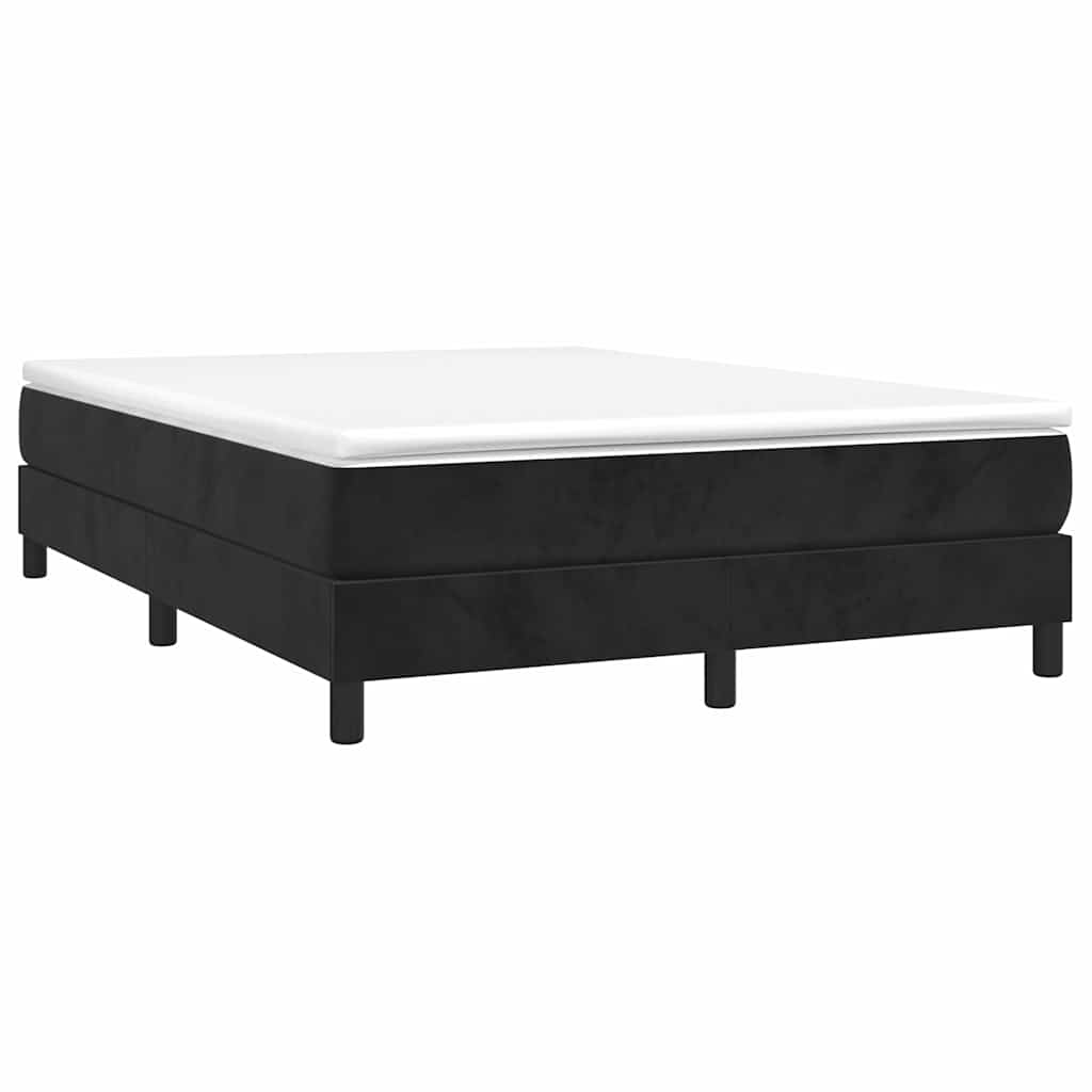 Box Spring Bed with Mattress Black 137x190 cm Full Velvet