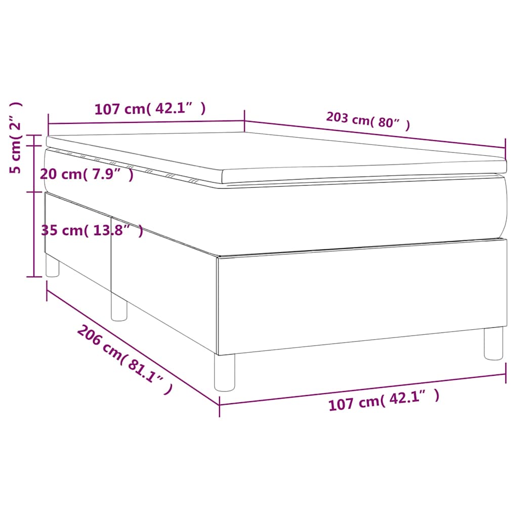 Box Spring Bed with Mattress Dark Grey 107x203 cm King Single Fabric