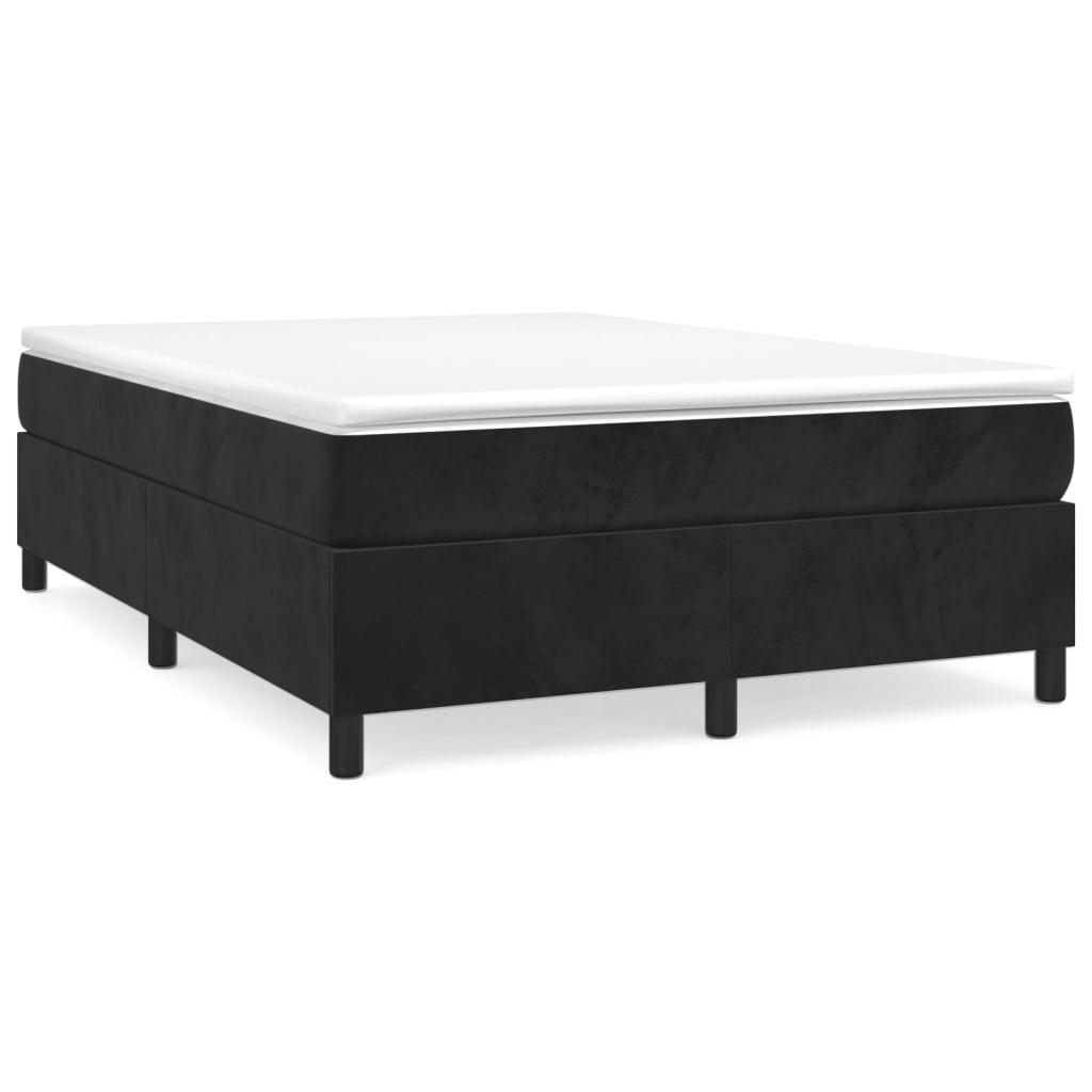 Box Spring Bed with Mattress Black 137x190 cm Full Velvet