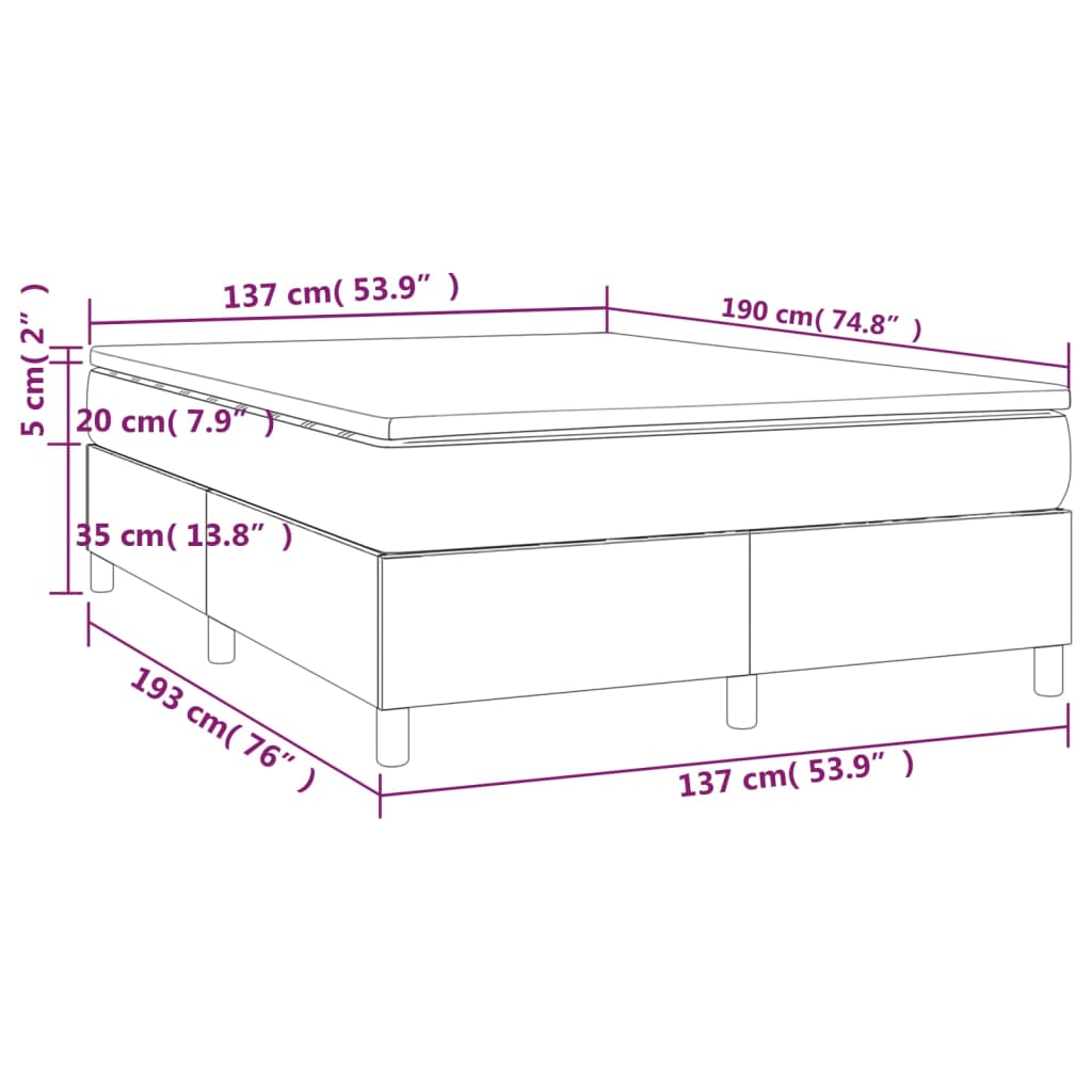 Box Spring Bed with Mattress Black 137x190 cm Full Velvet
