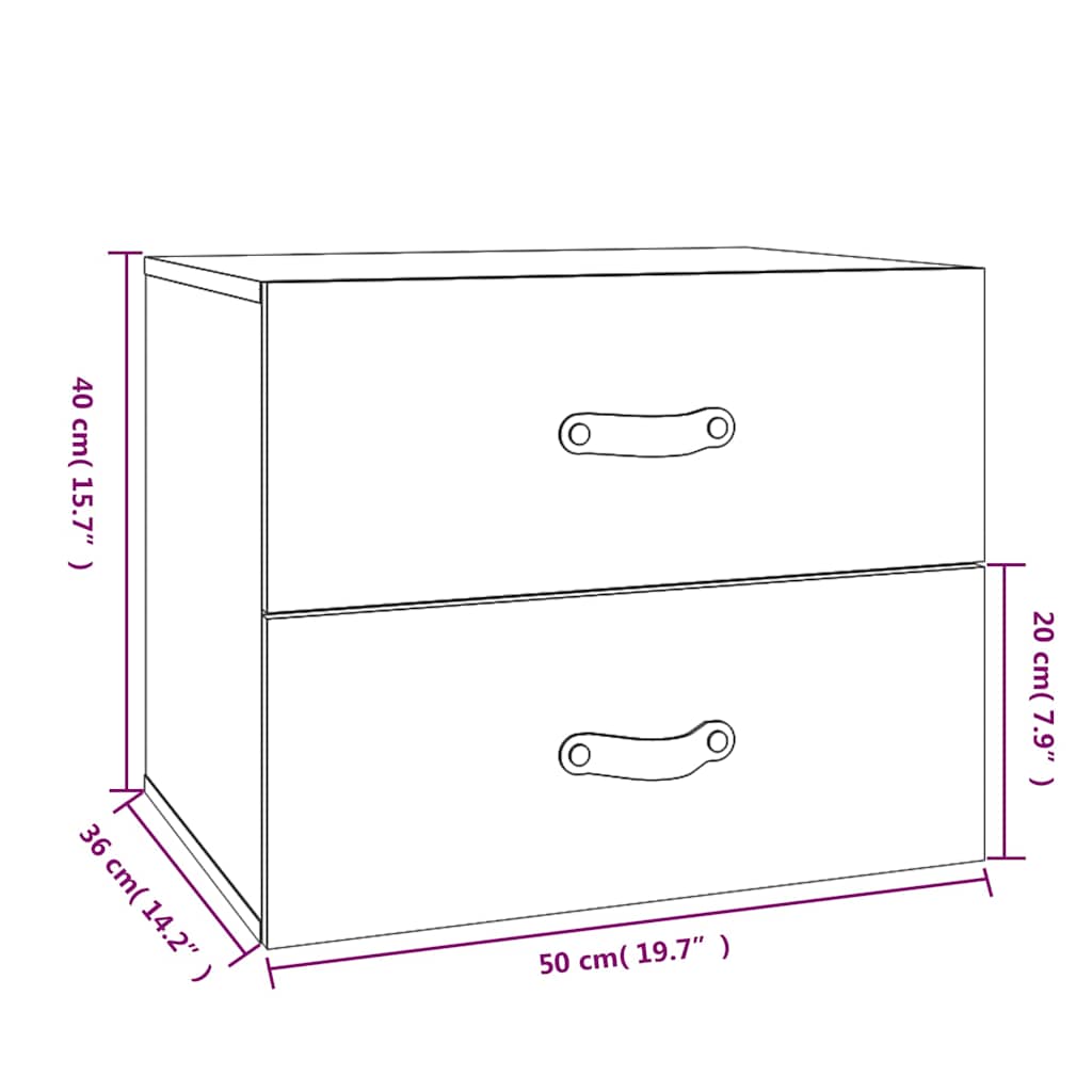 Wall-mounted Bedside Cabinets 2 pcs 50x36x40 cm