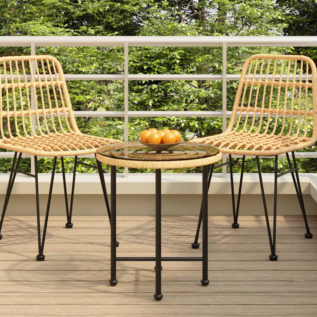 Dining Table Ø50 cm Tempered Glass and Steel