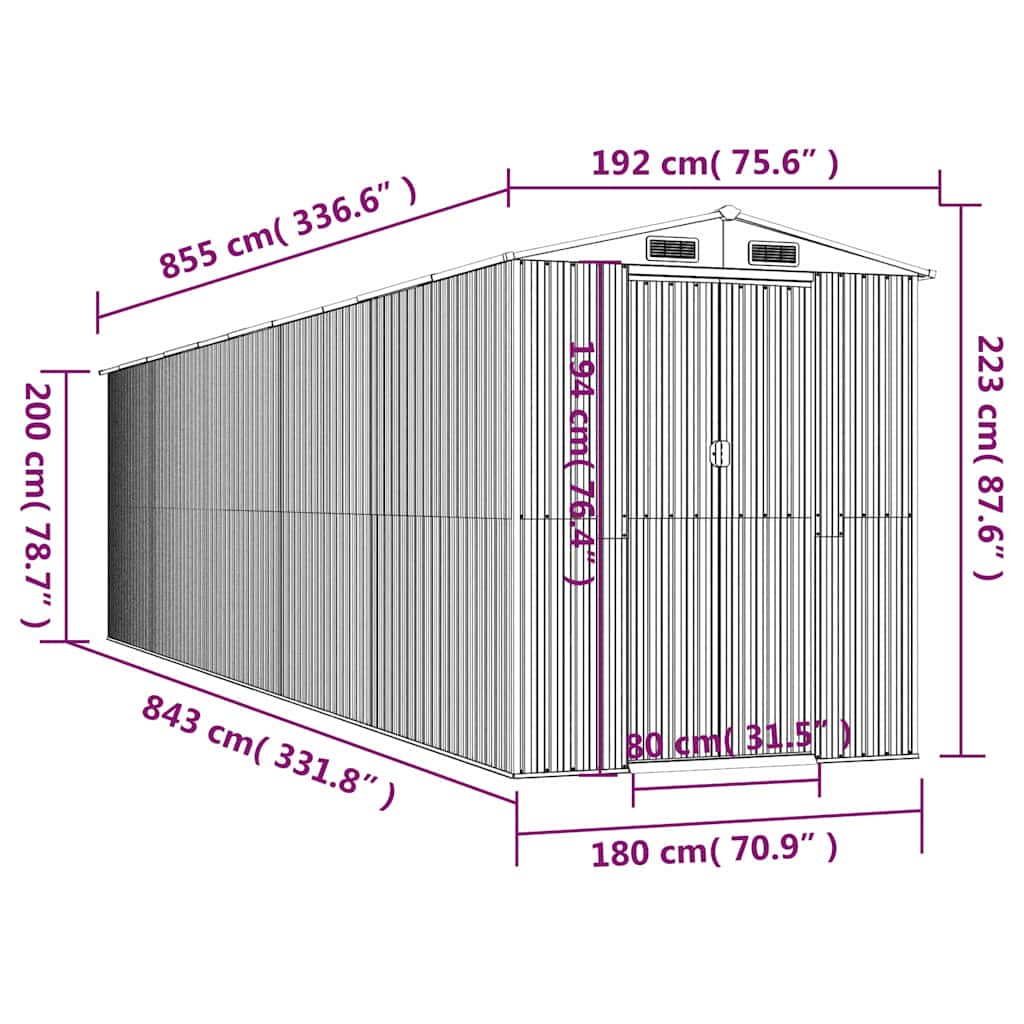 Garden Shed Green 192x855x223 cm Galvanised Steel