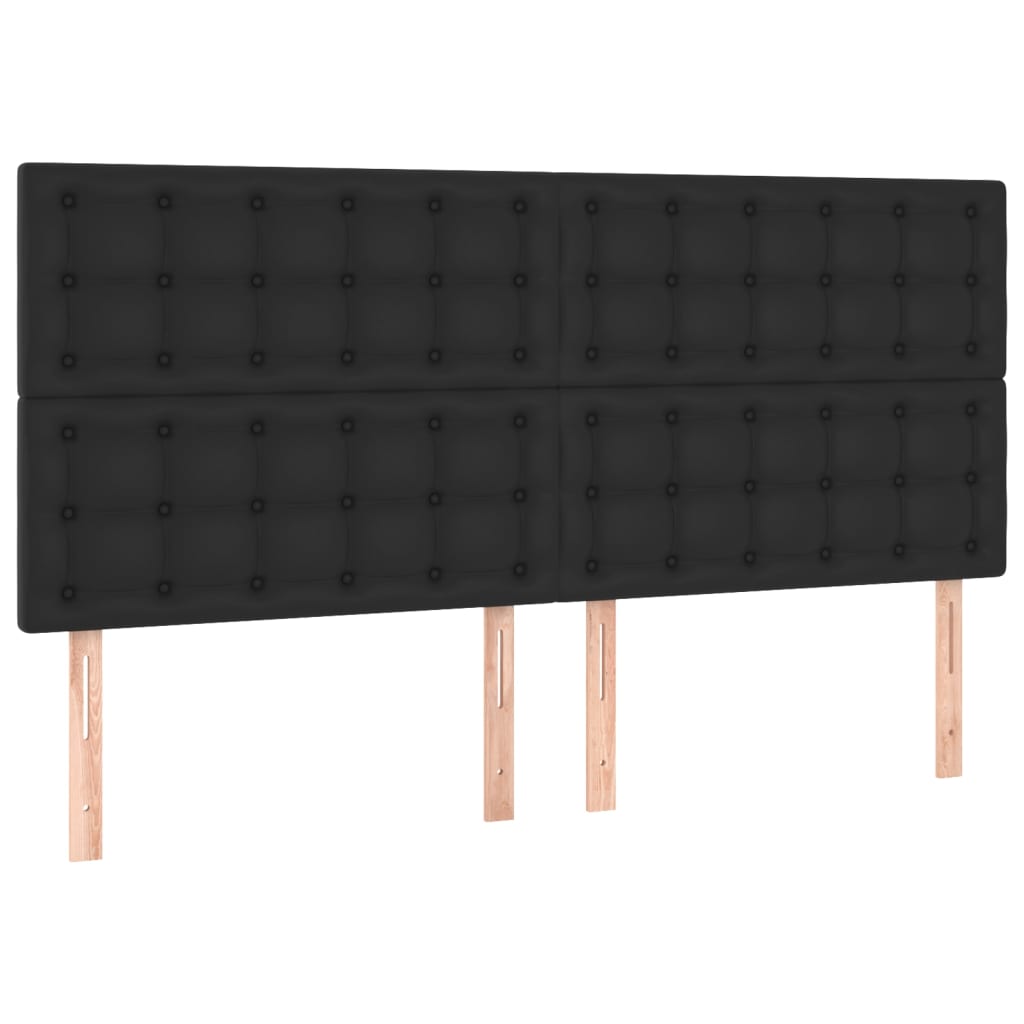 Box Spring Bed with Mattress Black 152x203 cm Queen Faux Leather