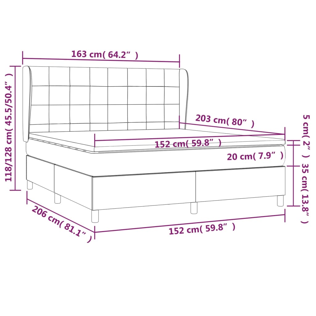 Box Spring Bed with Mattress Dark Grey 152x203 cm Queen Fabric