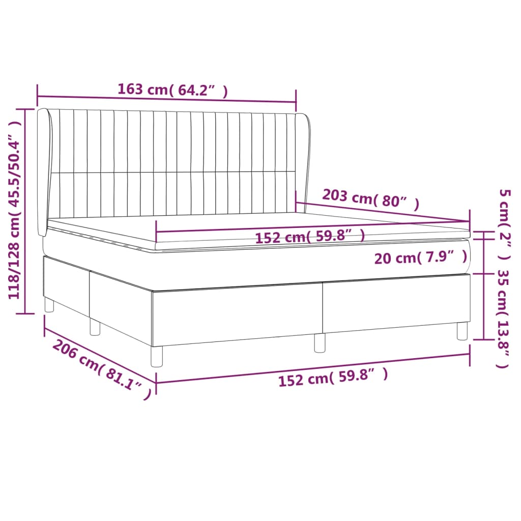 Box Spring Bed with Mattress Dark Grey 152x203 cm Queen Fabric