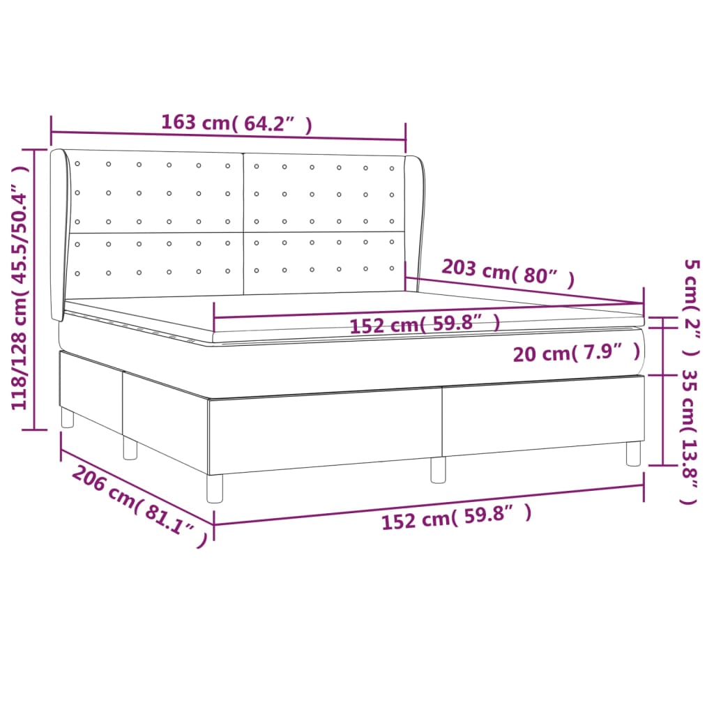Box Spring Bed with Mattress Black 152x203 cm Queen Faux Leather