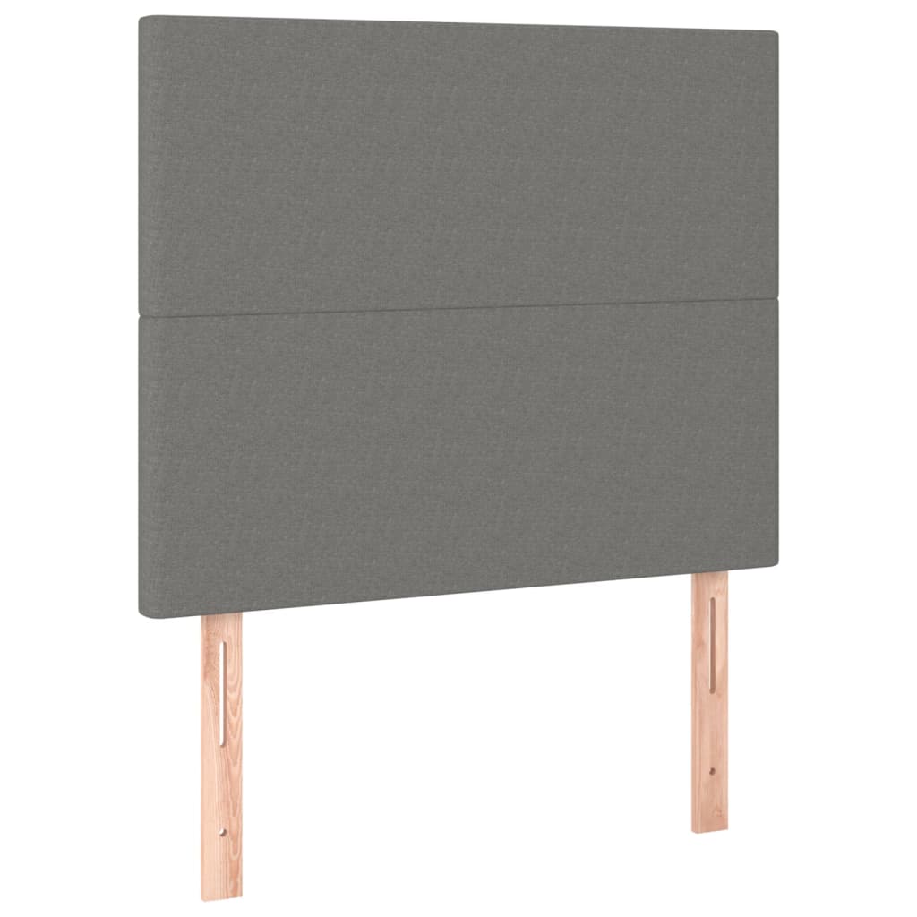 Box Spring Bed with Mattress&LED Dark Grey 106x203 cm King Single Size Fabric