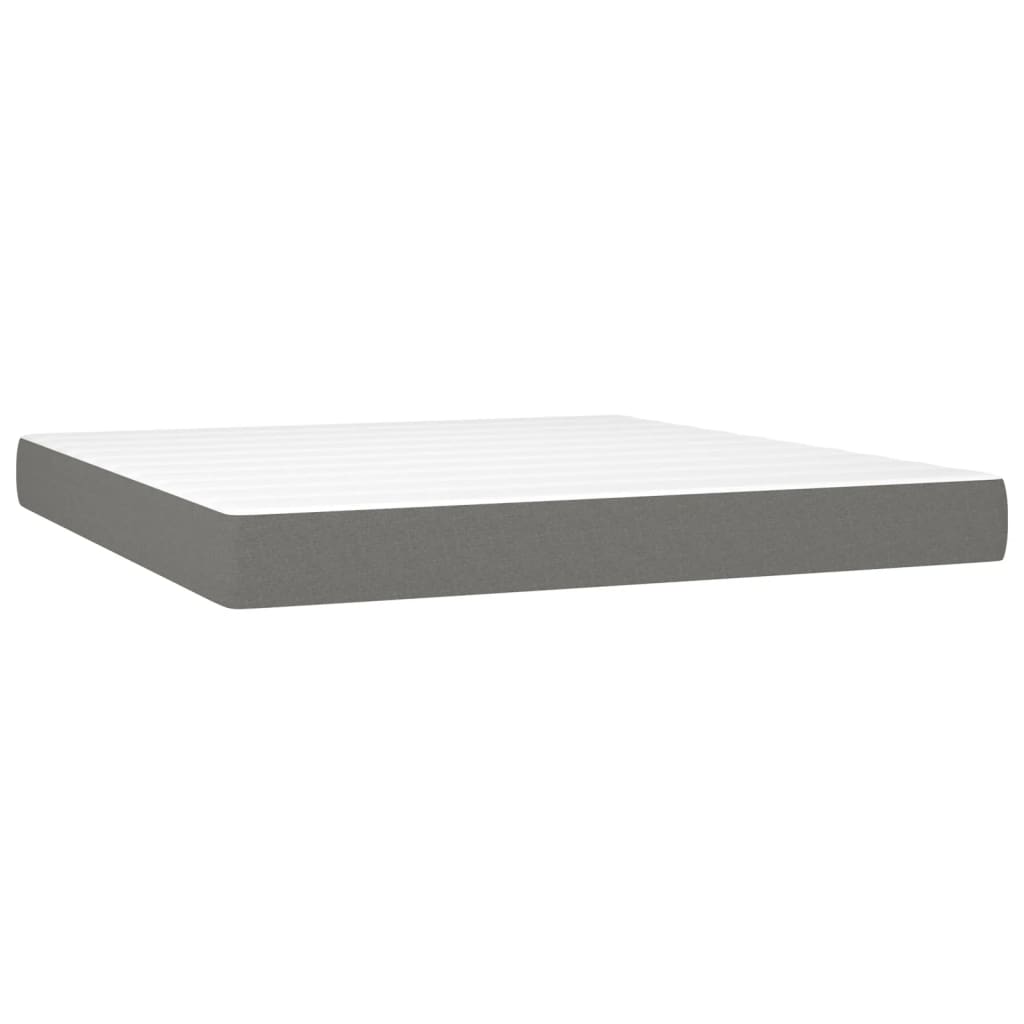 Box Spring Bed with Mattress&LED Dark Grey 152x203 cm Queen Fabric