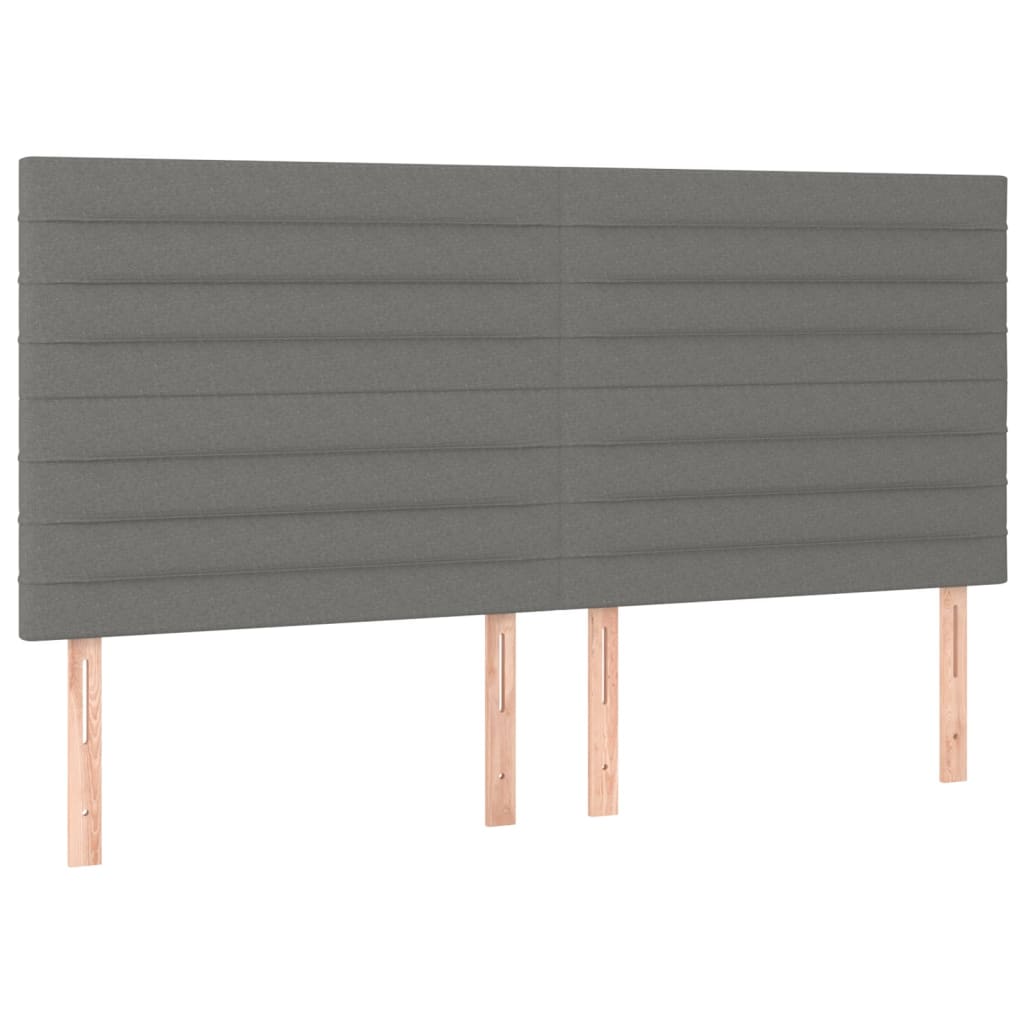Box Spring Bed with Mattress&LED Dark Grey 152x203 cm Queen Fabric