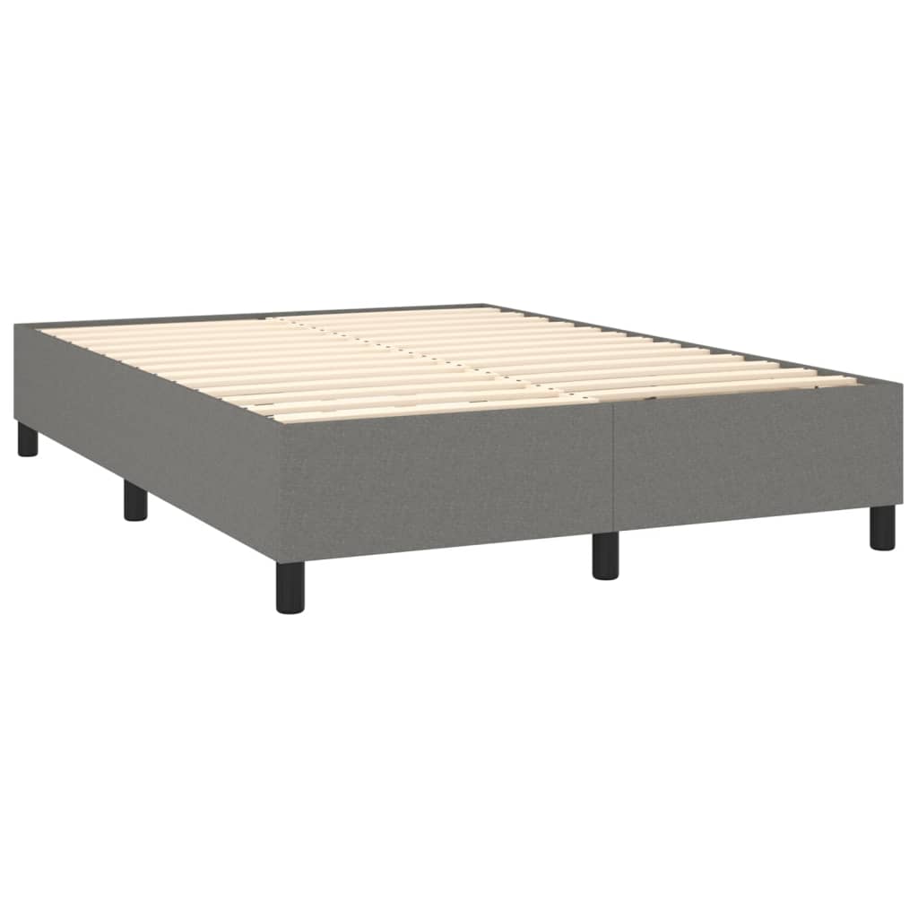 Box Spring Bed with Mattress&LED Dark Grey 152x203 cm Queen Fabric