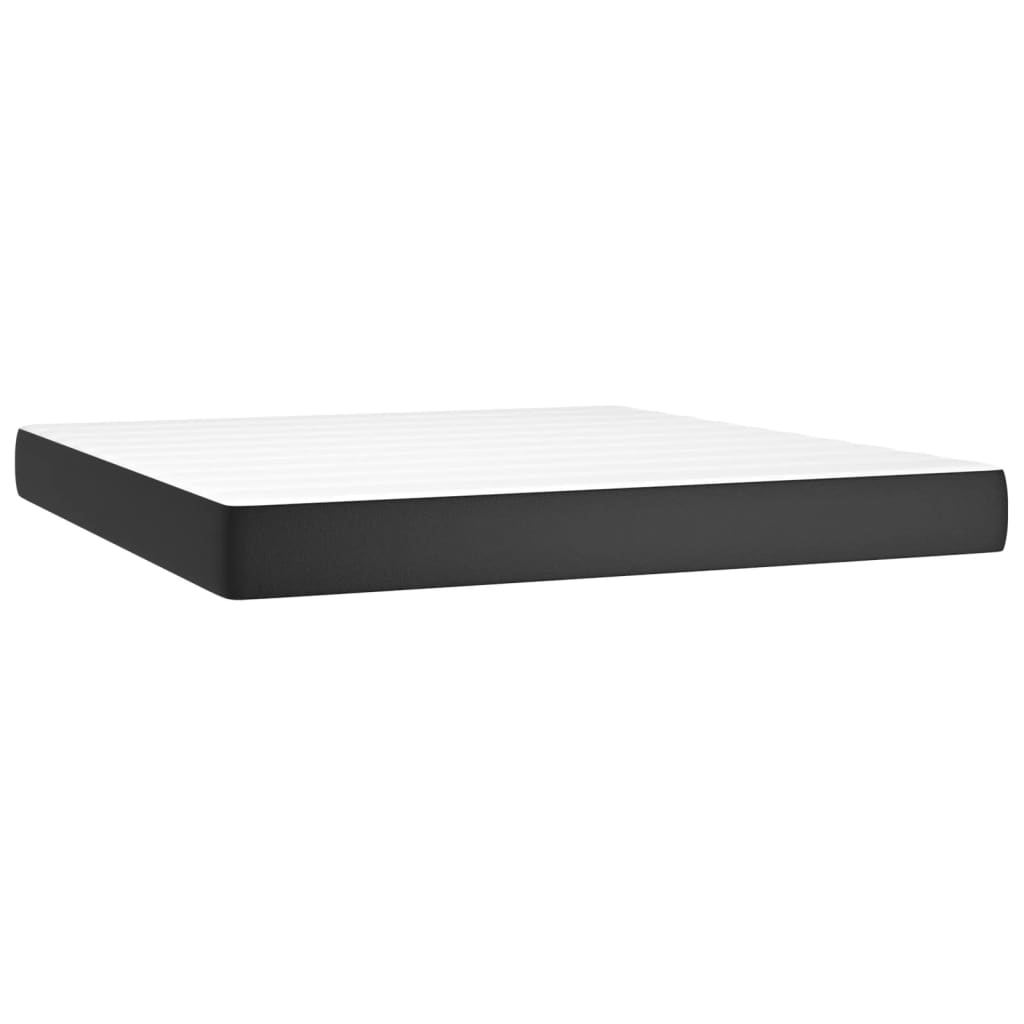 Box Spring Bed with Mattress&LED Black 152x203 cm Queen Faux Leather