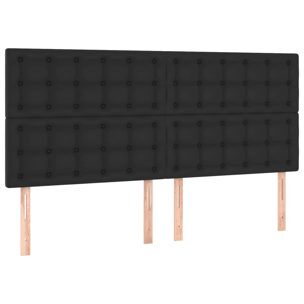 Box Spring Bed with Mattress&LED Black 152x203 cm Queen Faux Leather