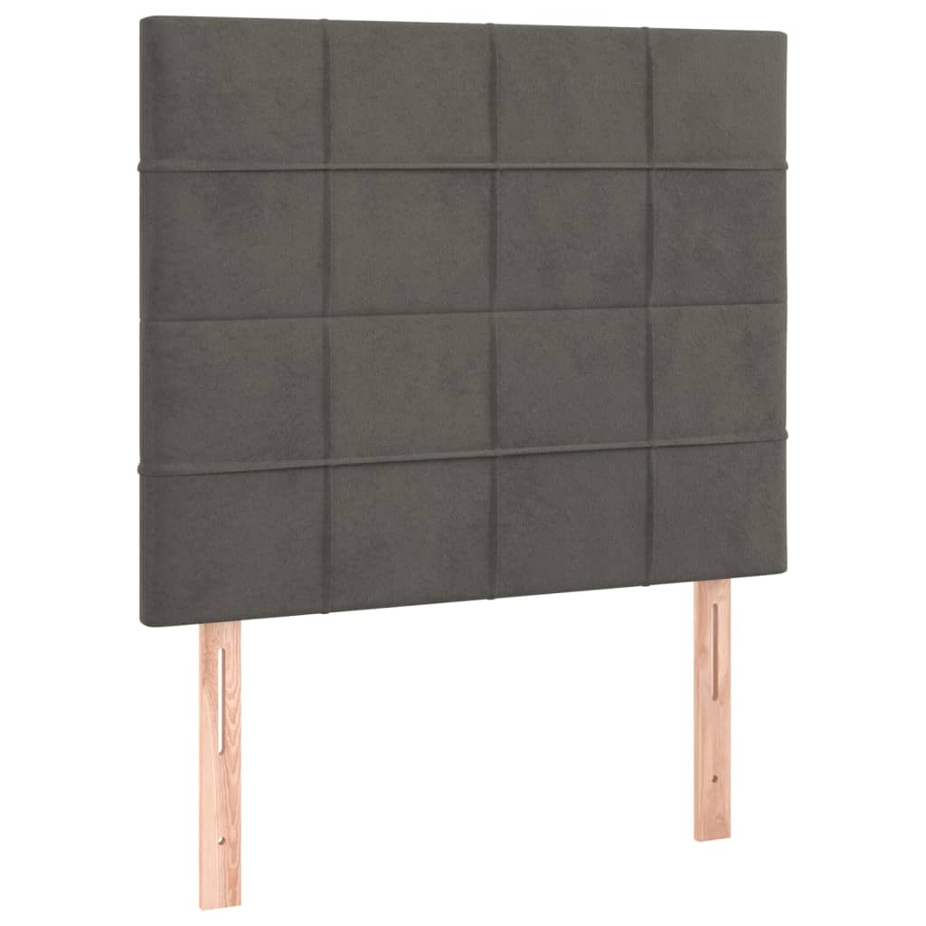 Box Spring Bed with Mattress&LED Dark Grey 107x203 cm King Single Velvet
