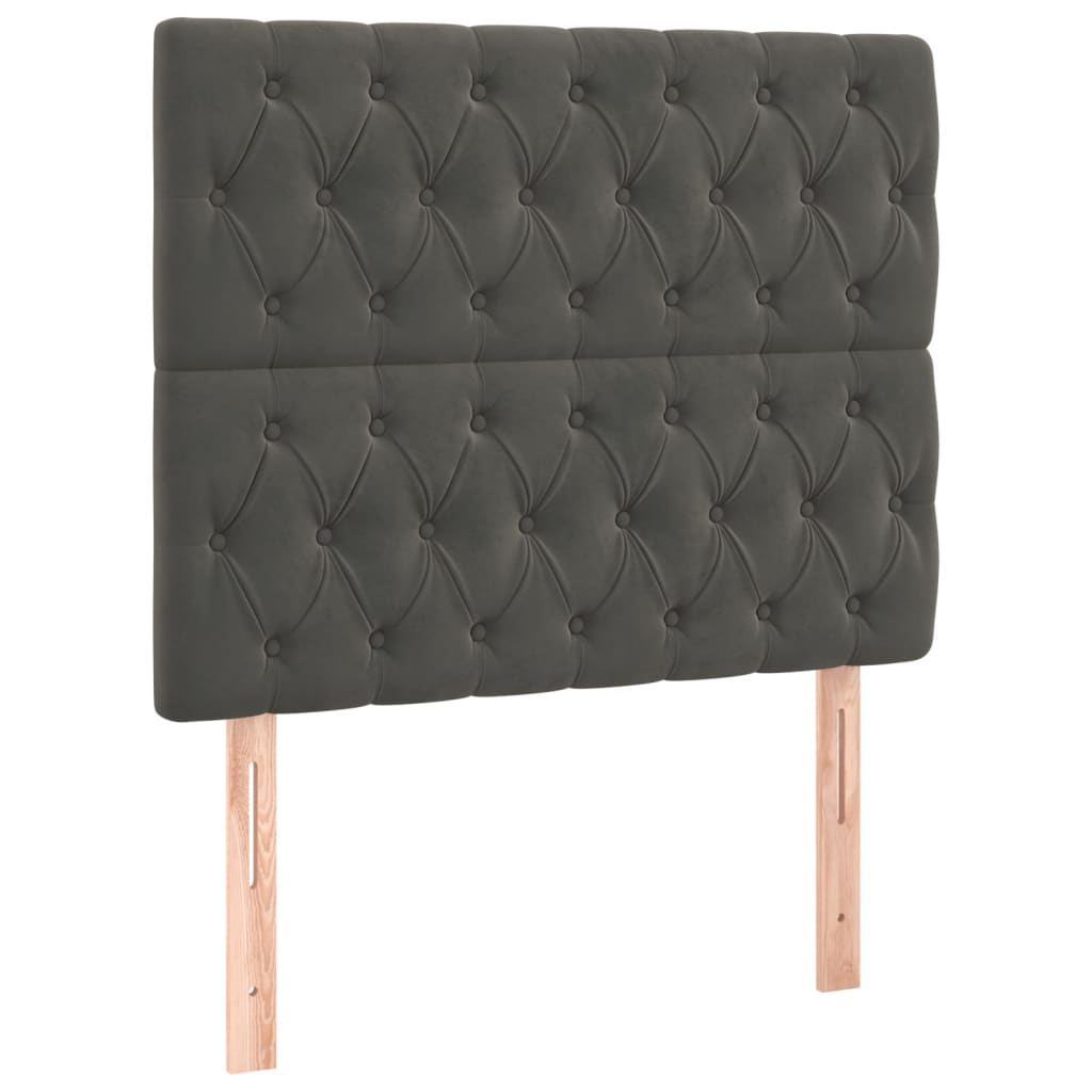 Box Spring Bed with Mattress&LED Dark Grey 107x203 cm King Single Velvet