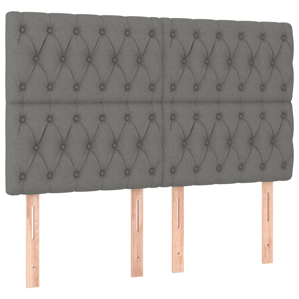 Box Spring Bed with Mattress Dark Grey 152x203 cm Queen Fabric