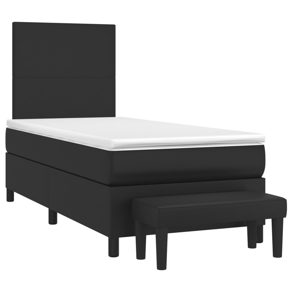 Box Spring Bed with Mattress Black 107x203 cm King Single Faux Leather