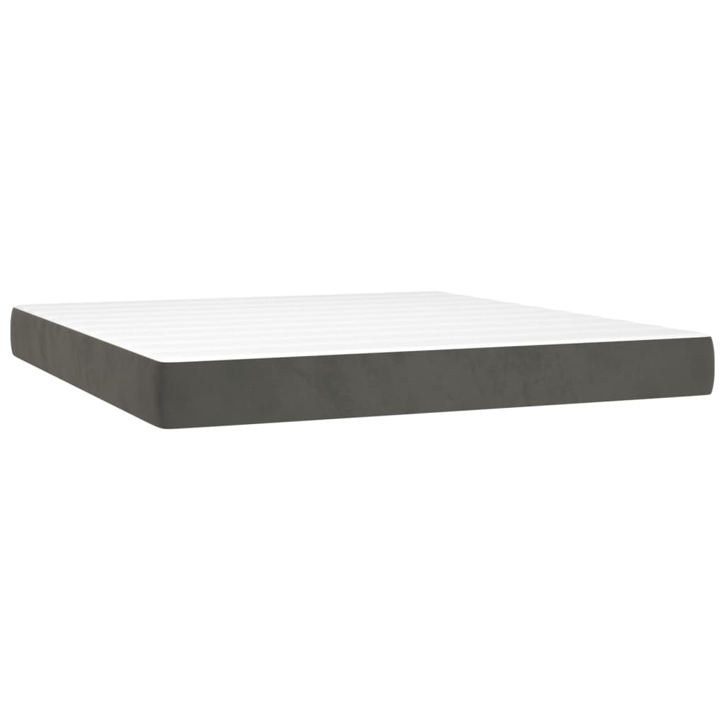 Box Spring Bed with Mattress Dark Grey 152x203 cm Queen Velvet