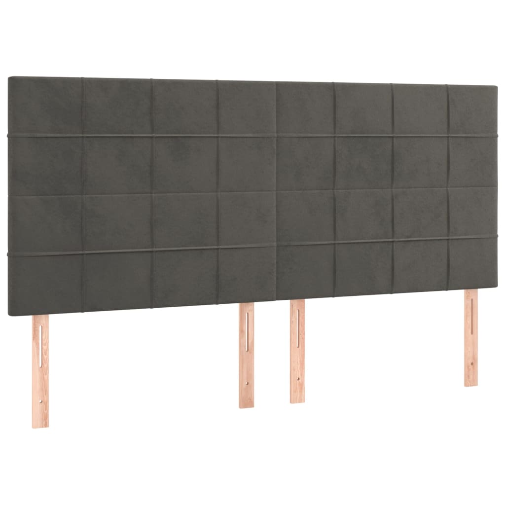 Box Spring Bed with Mattress Dark Grey 152x203 cm Queen Velvet
