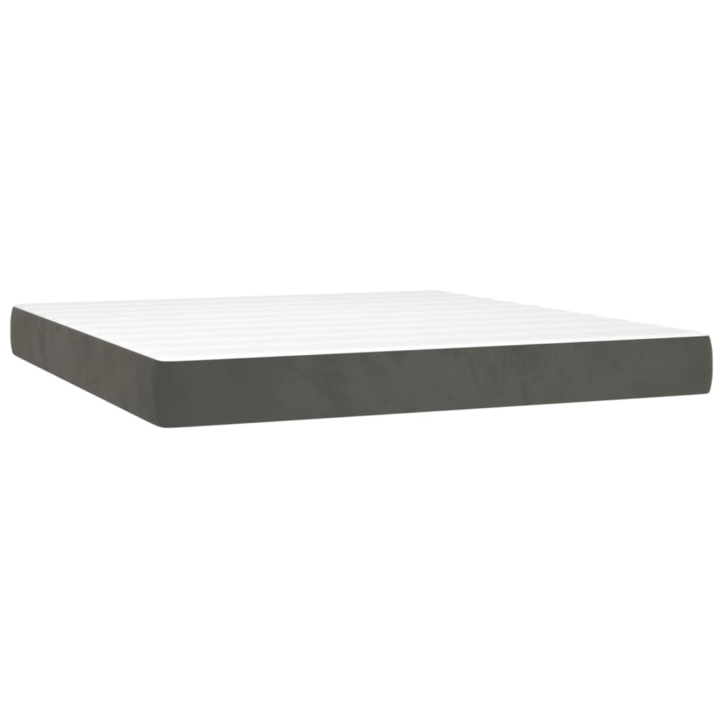 Box Spring Bed with Mattress Dark Grey 152x203 cm Queen Velvet