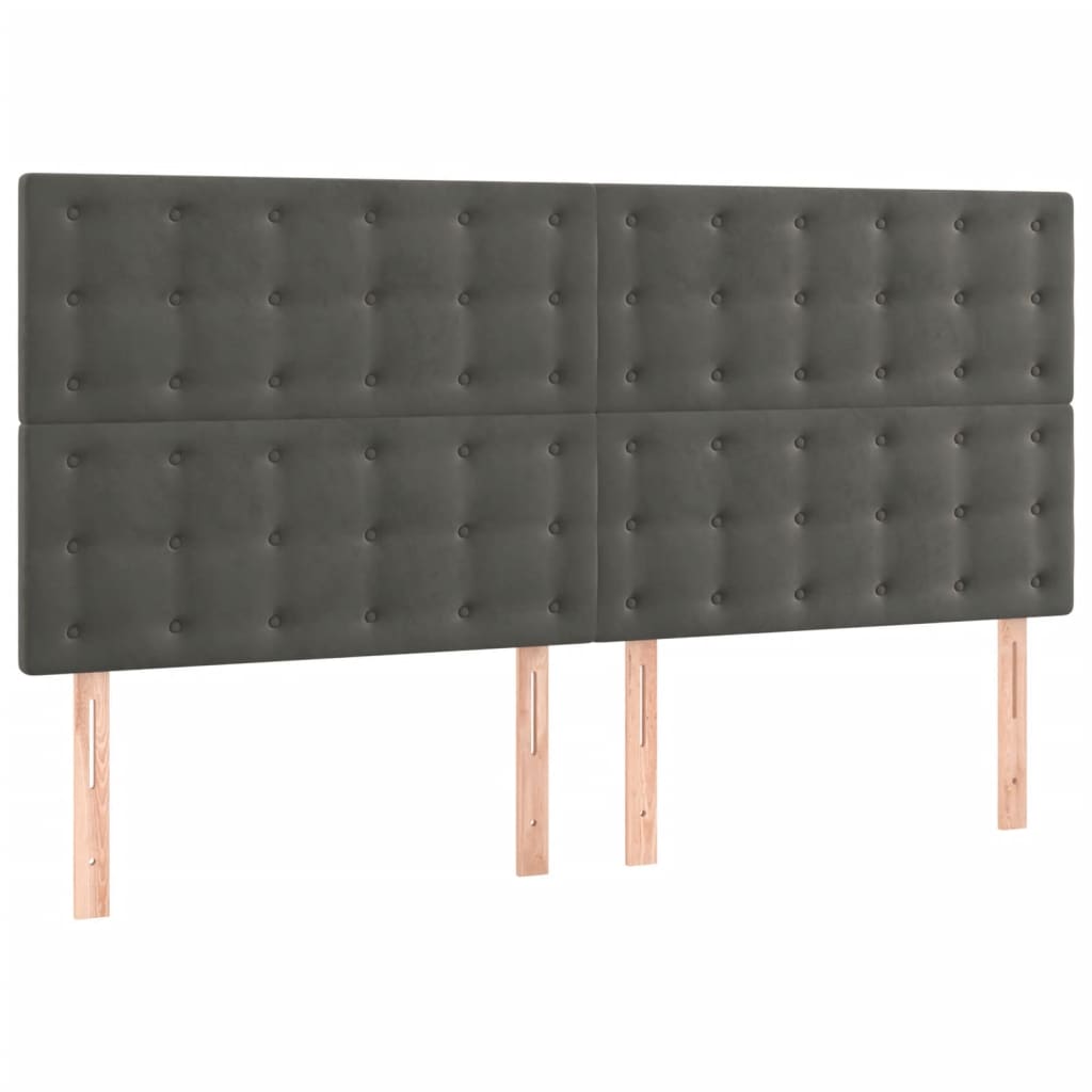 Box Spring Bed with Mattress Dark Grey 152x203 cm Queen Velvet