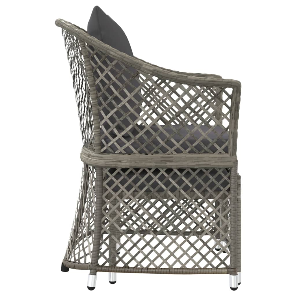2 Piece Garden Lounge Set with Cushions Grey Poly Rattan