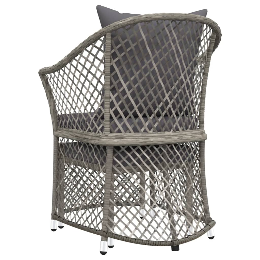 2 Piece Garden Lounge Set with Cushions Grey Poly Rattan