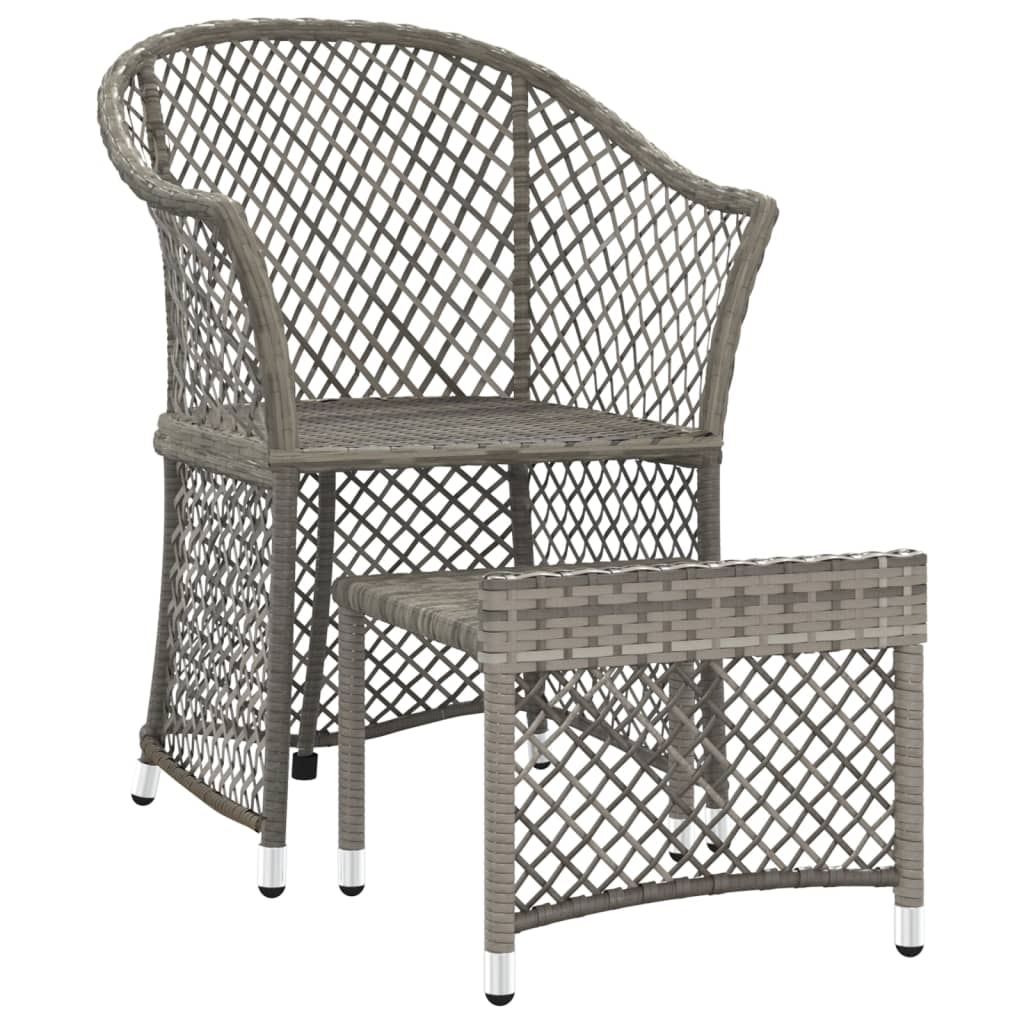 2 Piece Garden Lounge Set with Cushions Grey Poly Rattan