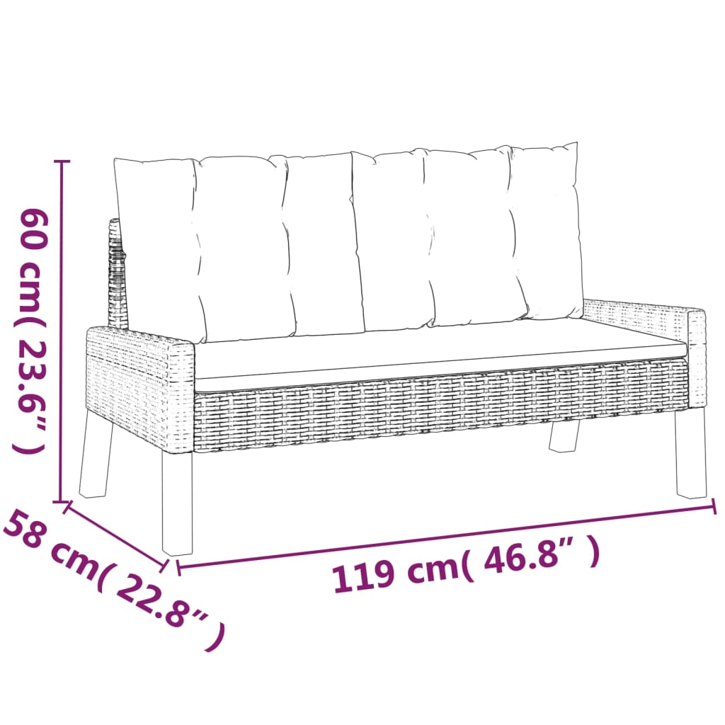 4 Piece Garden Lounge Set with Cushions Poly Rattan&Solid Wood