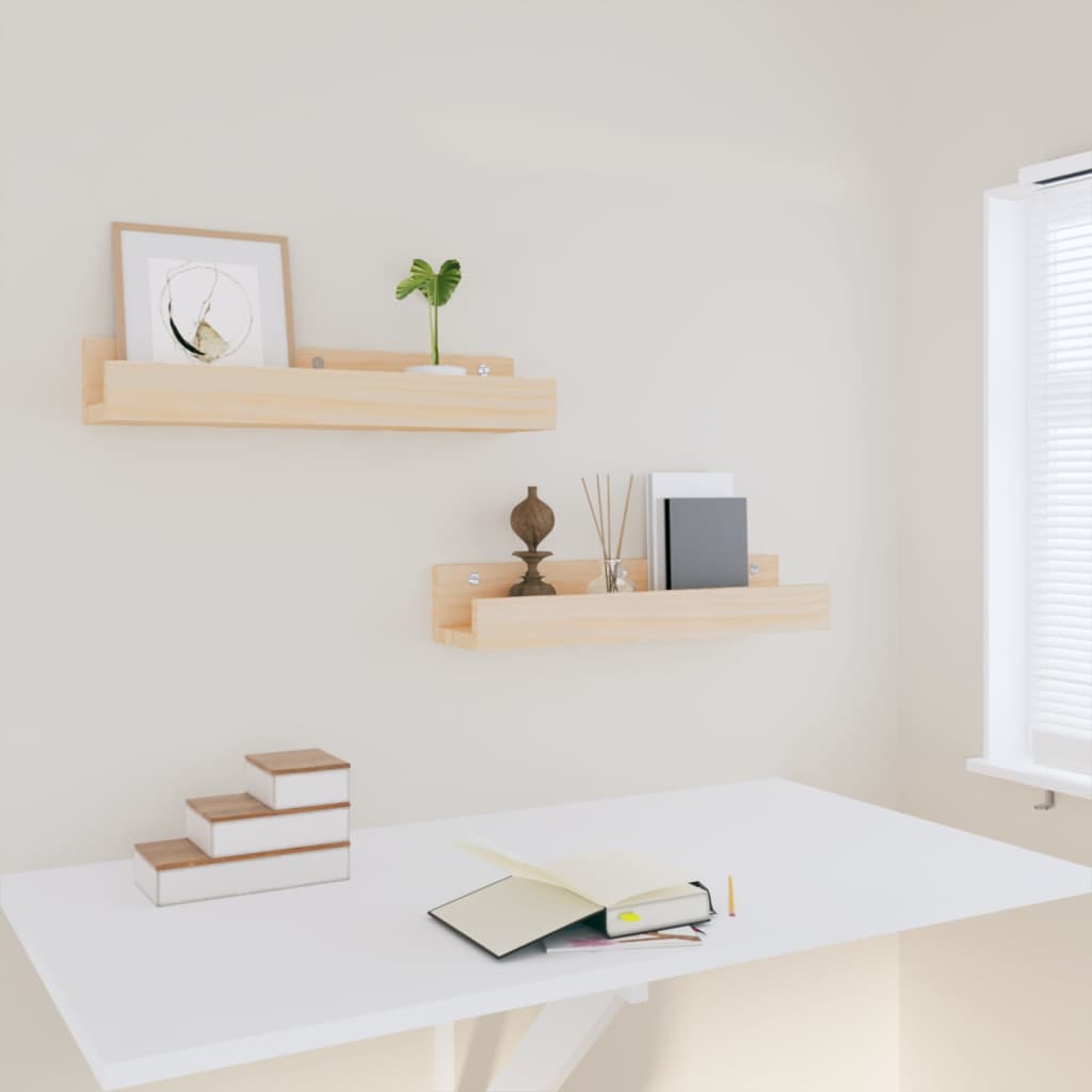 Wall Shelves 2 pcs 50x12x9 cm Solid Wood Pine