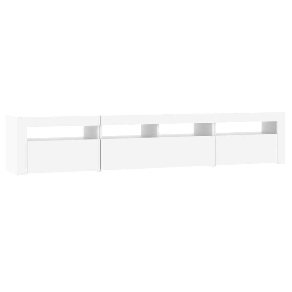 TV Cabinet with LED Lights White 210x35x40 cm