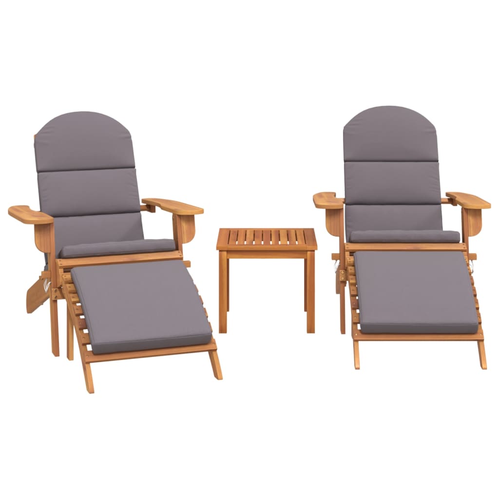 3 Piece Adirondack Garden Lounge Set Solid Wood Acacia