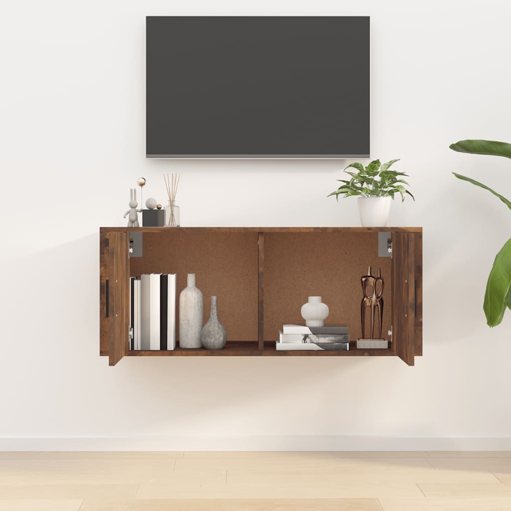 Wall Mounted TV Cabinet Smoked Oak 100x34.5x40 cm