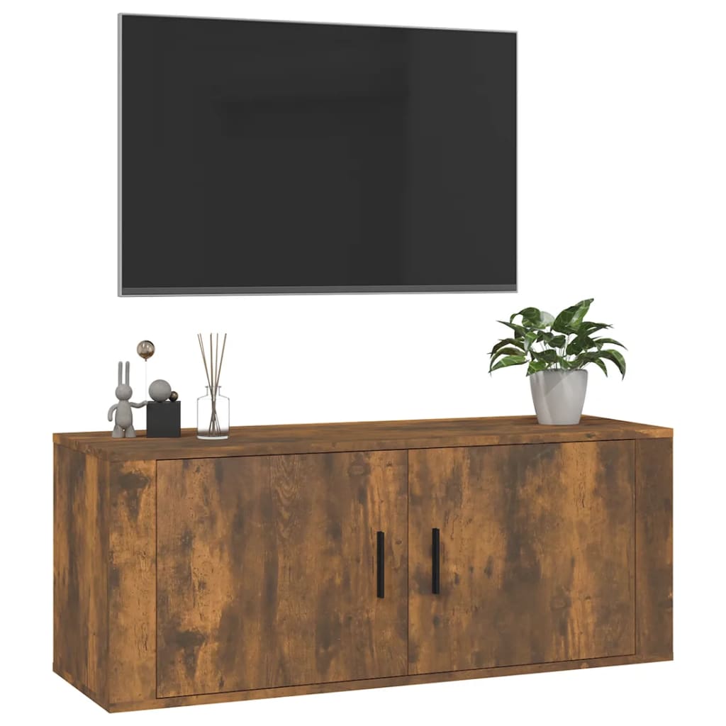 Wall Mounted TV Cabinet Smoked Oak 100x34.5x40 cm