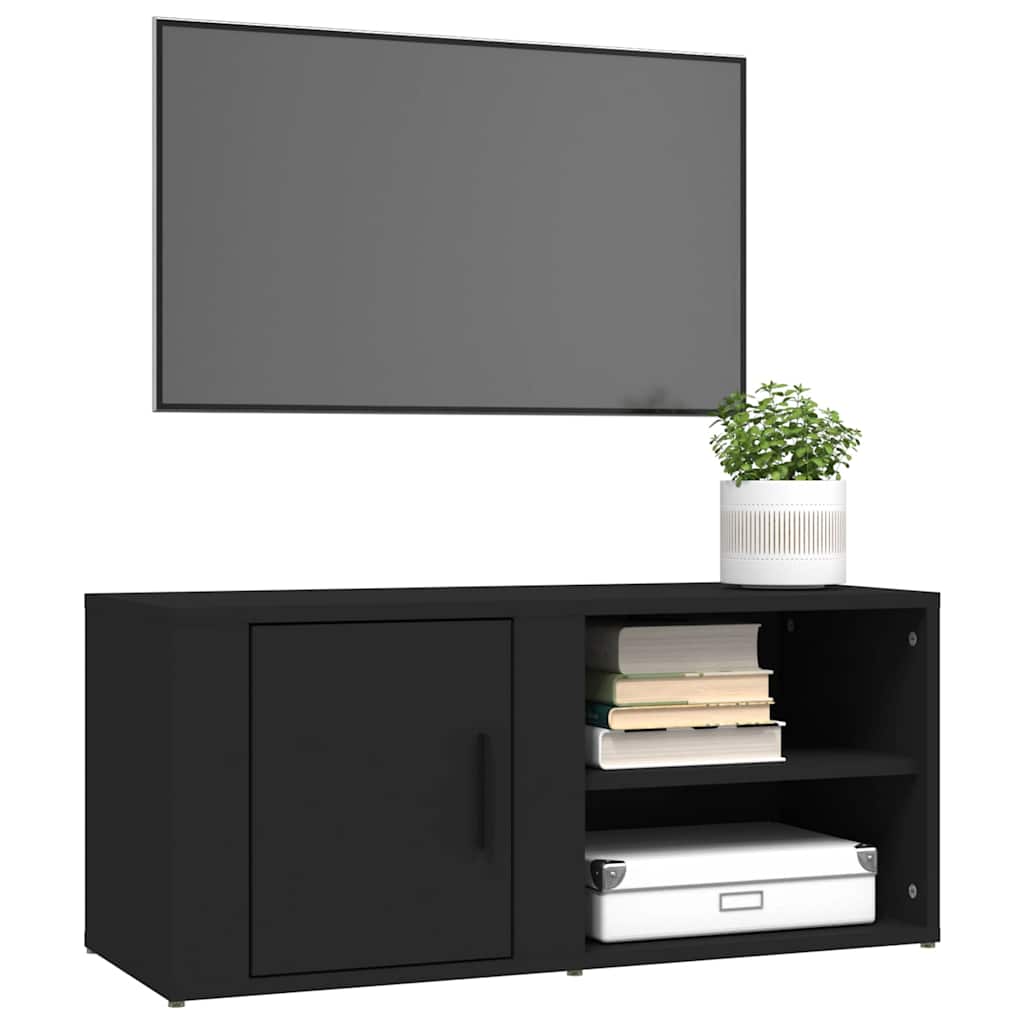 TV Cabinets 2 pcs Black 80x31.5x36 cm Engineered Wood