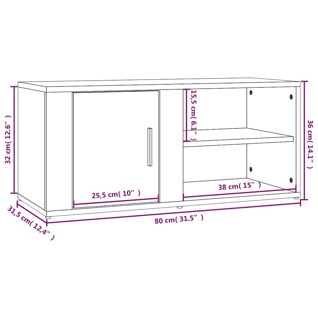 TV Cabinets 2 pcs Black 80x31.5x36 cm Engineered Wood