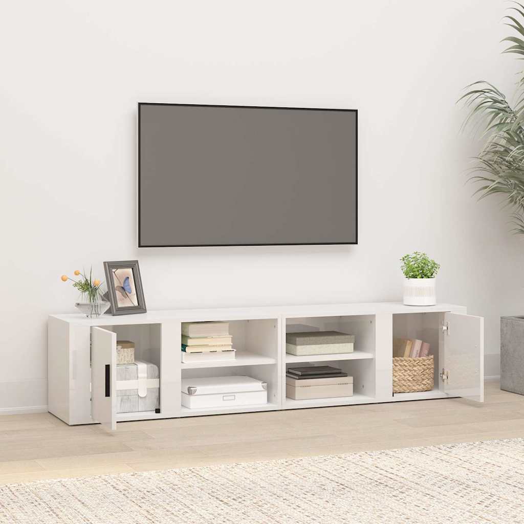 TV Cabinets 2 pcs High Gloss White 80x31.5x36 cm Engineered Wood
