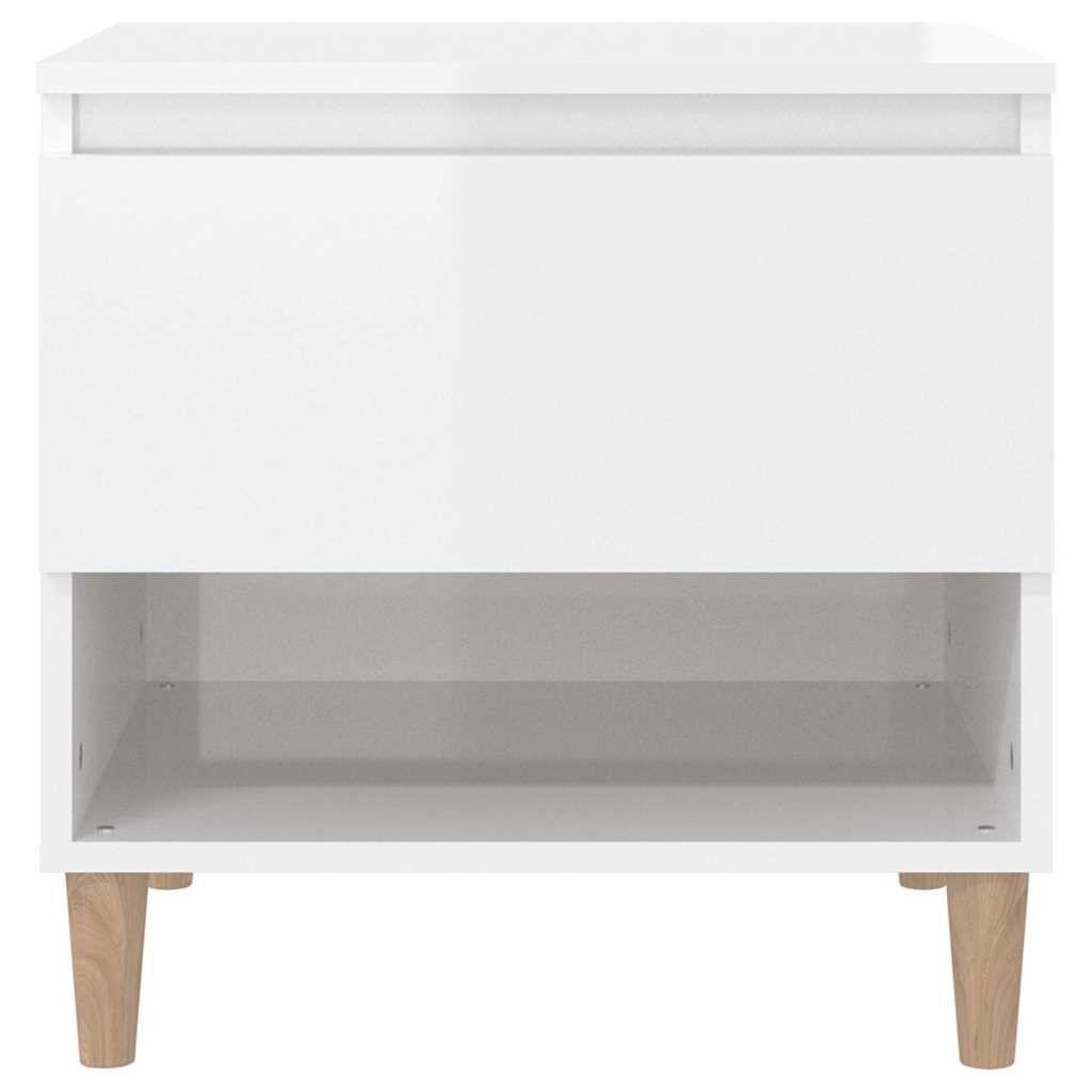 Bedside Table High Gloss White 50x46x50 cm Engineered Wood