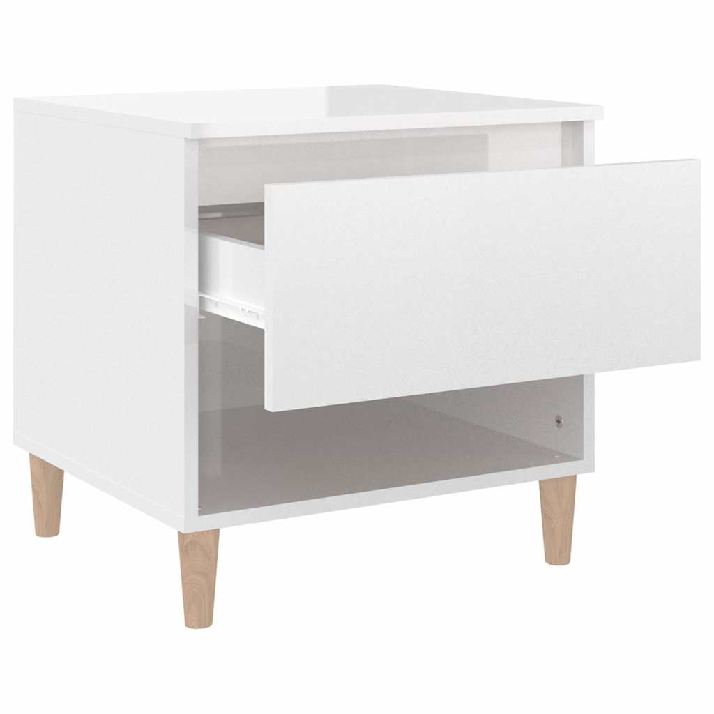 Bedside Table High Gloss White 50x46x50 cm Engineered Wood