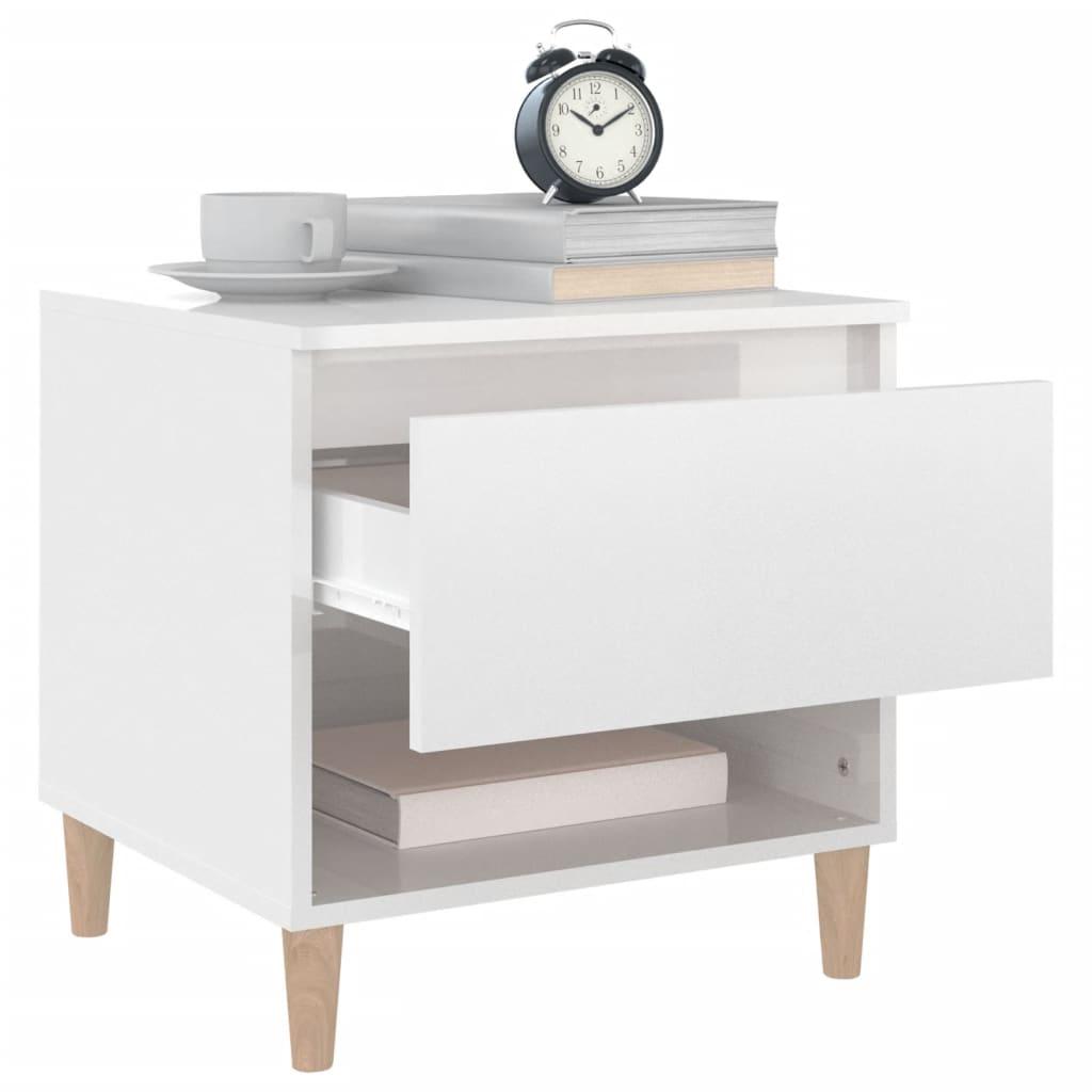 Bedside Tables 2 pcs High Gloss White 50x46x50 cm Engineered Wood