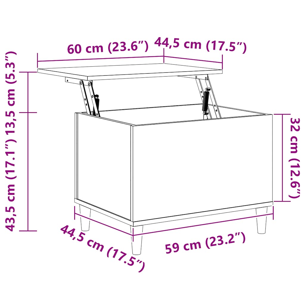Coffee Table Concrete Grey 60x44.5x45 cm Engineered Wood