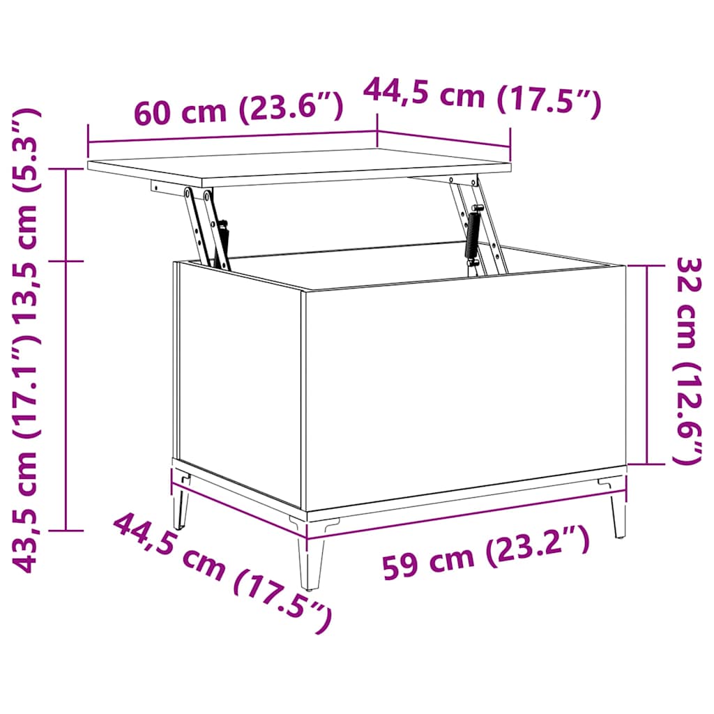 Coffee Table Concrete Grey 60x44.5x45 cm Engineered Wood