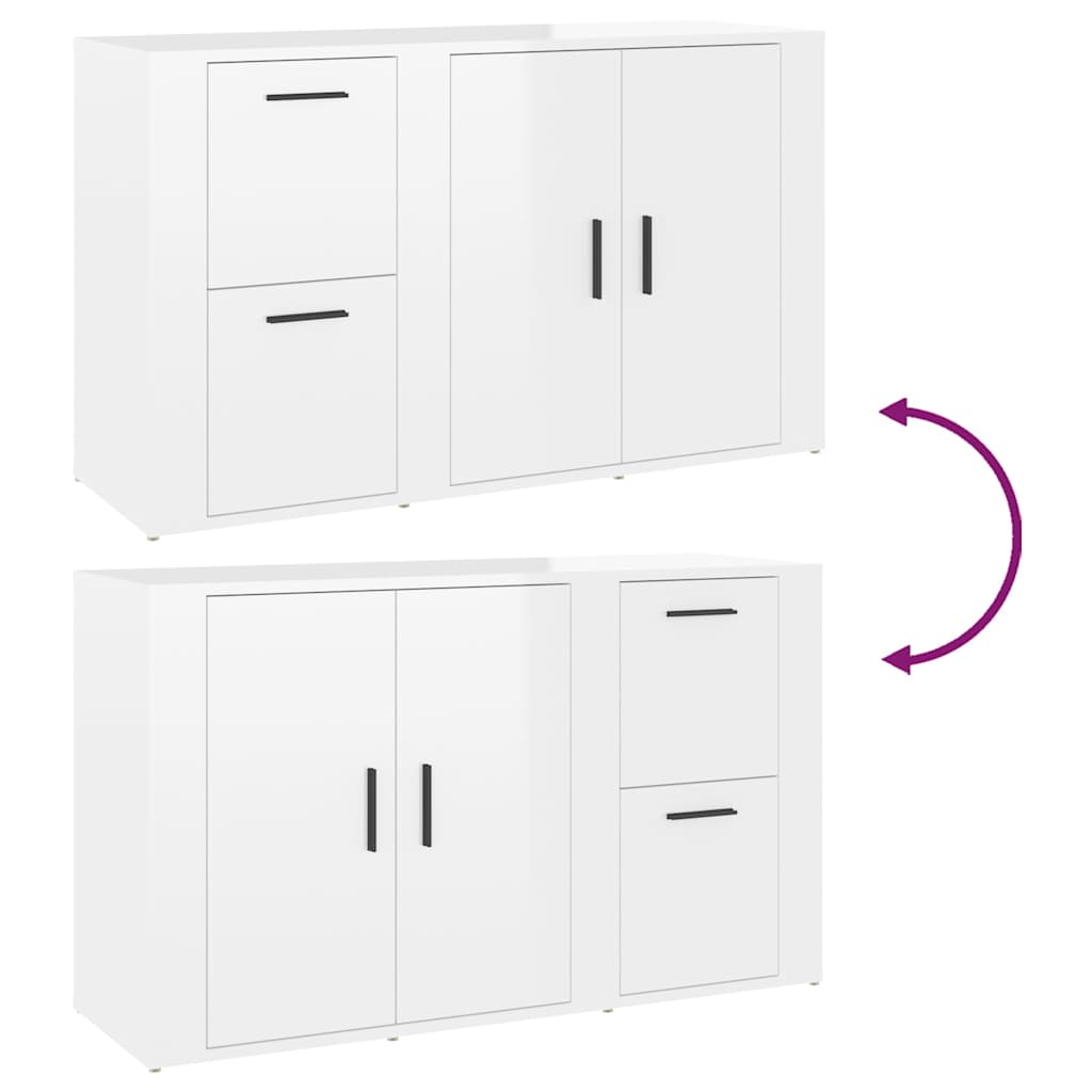 Sideboard High Gloss White 100x33x59.5 cm Engineered Wood