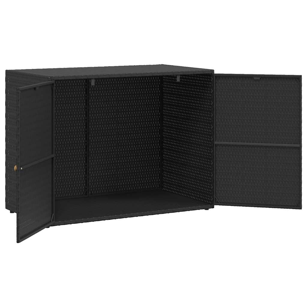 Garden Storage Cabinet Black 100x55.5x80 cm Poly Rattan